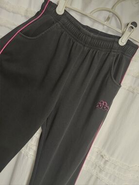 Kappa Xs Black Joggers with Pink Piping.